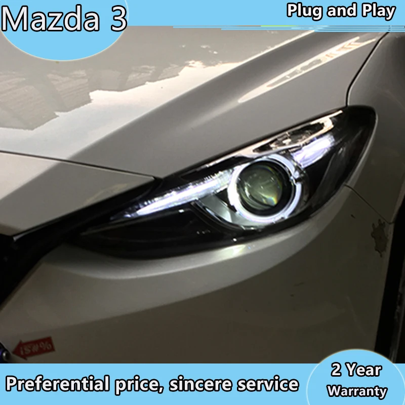 Car Styling for Mazda 3 Axela Headlight 2014-2016 New Mazda3 Head Light DRL Hid Head Lamp Angel Eye Bi Xenon Accessories