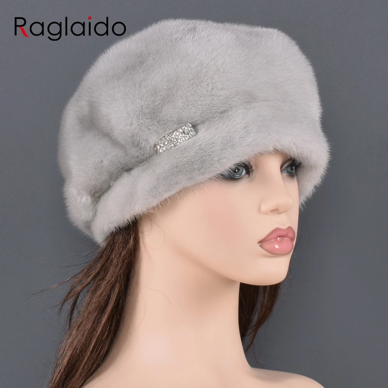

Natural Mink Fur beret femme Luxury Fashion Brand Women's High Quality Hats keep Warm In Russian Winter lady New Arrival Fur Hat