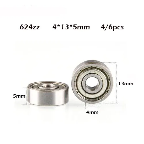 

4/6PCS/LOT 624 624Z 624ZZ Ball Bearing 4*13*5 mm Chrome Steel Bearing Deep Groove Steel Sealed Ball Bearings