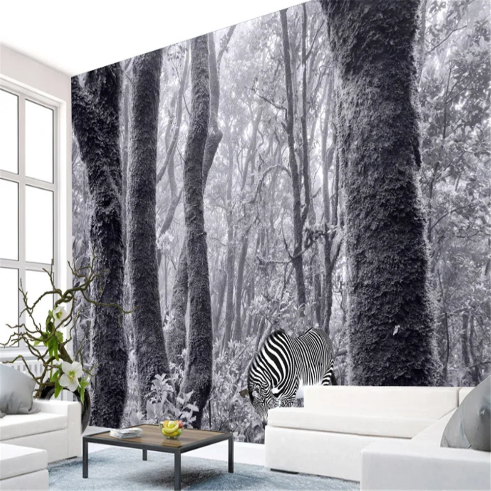 Milofi custom photo wallpaper mural Nordic retro distressed black and white landscape big tree rural mural background wall