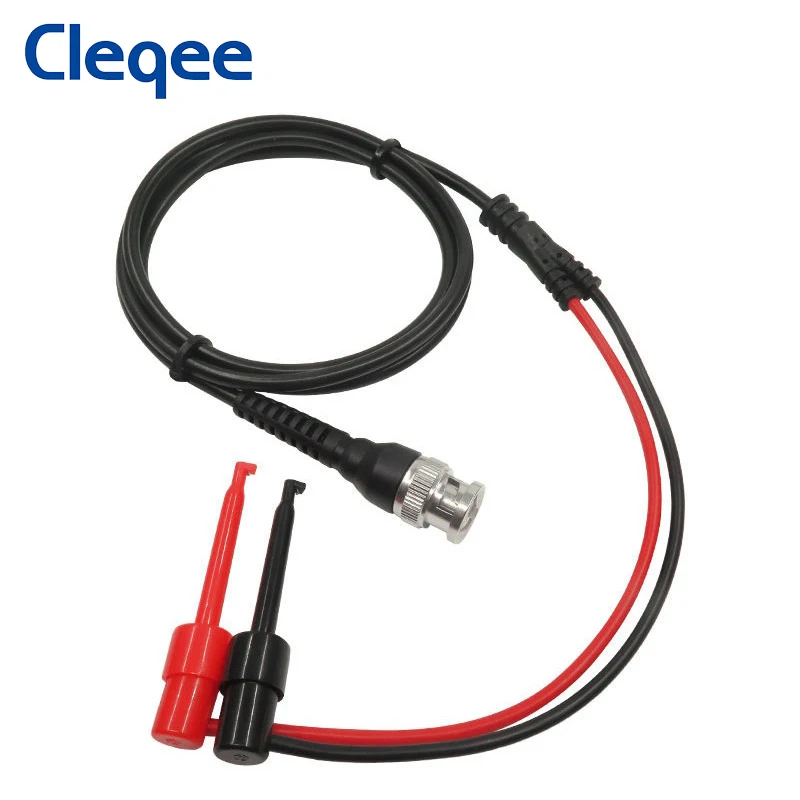 Cleqee P1007 BNC Male Plug Q9 To Dual Test Hook Clip Probe Test Lead for Oscilloscope 120CM Cable