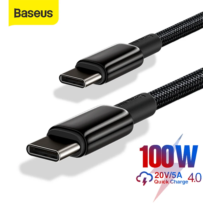 Baseus 100w USB C to Type C Cable Quick Charger 4.0 USB C PD Cable Fast Charging For Xiaomi Samsung Macbook pro Data Cable Cord