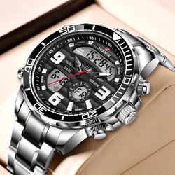 Relogio Masculino LIGE Brand Foxbox Digital Mens Watches Top Luxury Sport Steel Quartz Watch For Men Military Waterproof Clock