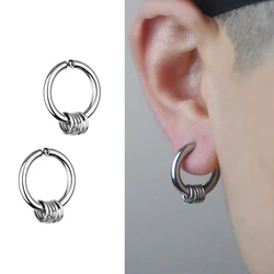 Fake Hoops Men's Stainless Steel Painless Clip on Ear Earrings for Teens Women Male Punk Cool Stuff Non Piercing Without Holes