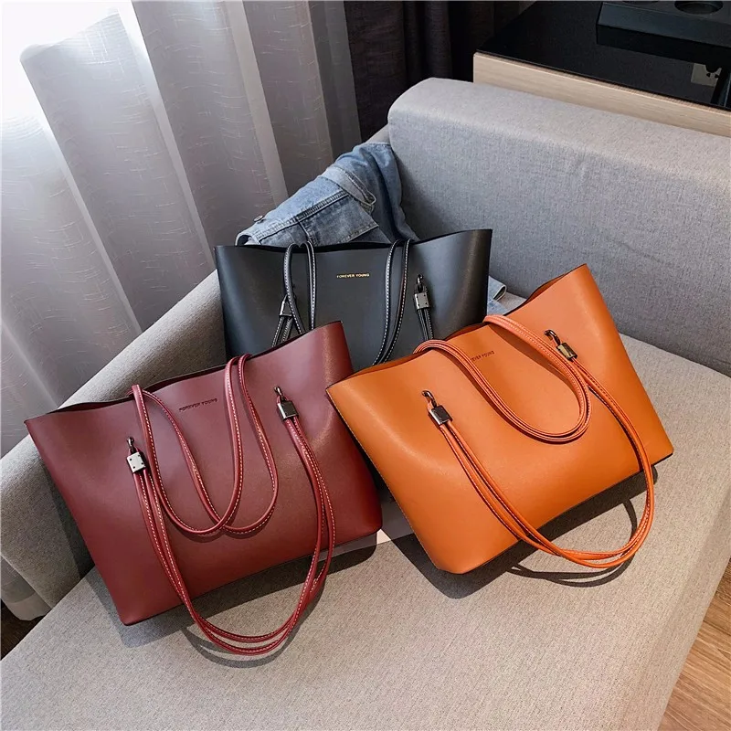 Women bag Solid  Women\'s PU Leather Handbags Luxury Lady Hand Bags With Purse Pocket Women messenger bag Big Tote Sac Bols