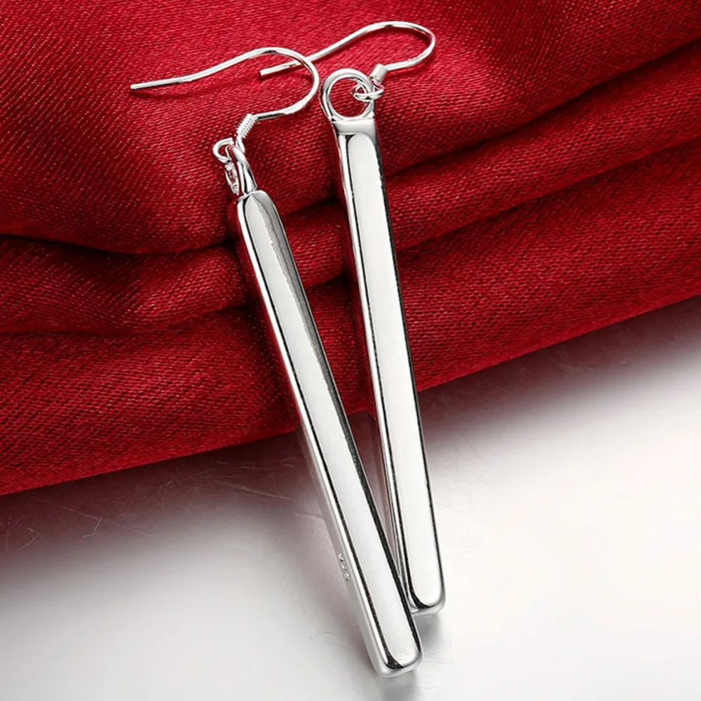 New Fashion 925 Sterling Silver Exquisite Square Shaped Pendant Earrings For Women Christmas Valentine's Day Jewelry Party Gifts