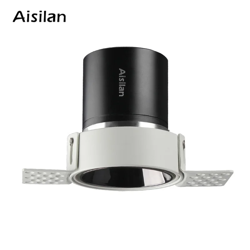 Aisilan LED recessed downlight frameless 30° adjustable anti-glare detachable bedroom corridor white black built in spot light