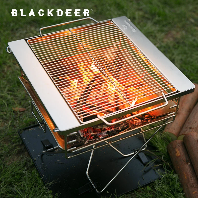 Table de pique-nique pliable en acier inoxydable T1, feu de camp portable, chauffage au carbone, poêle à bois, barbecue domestique