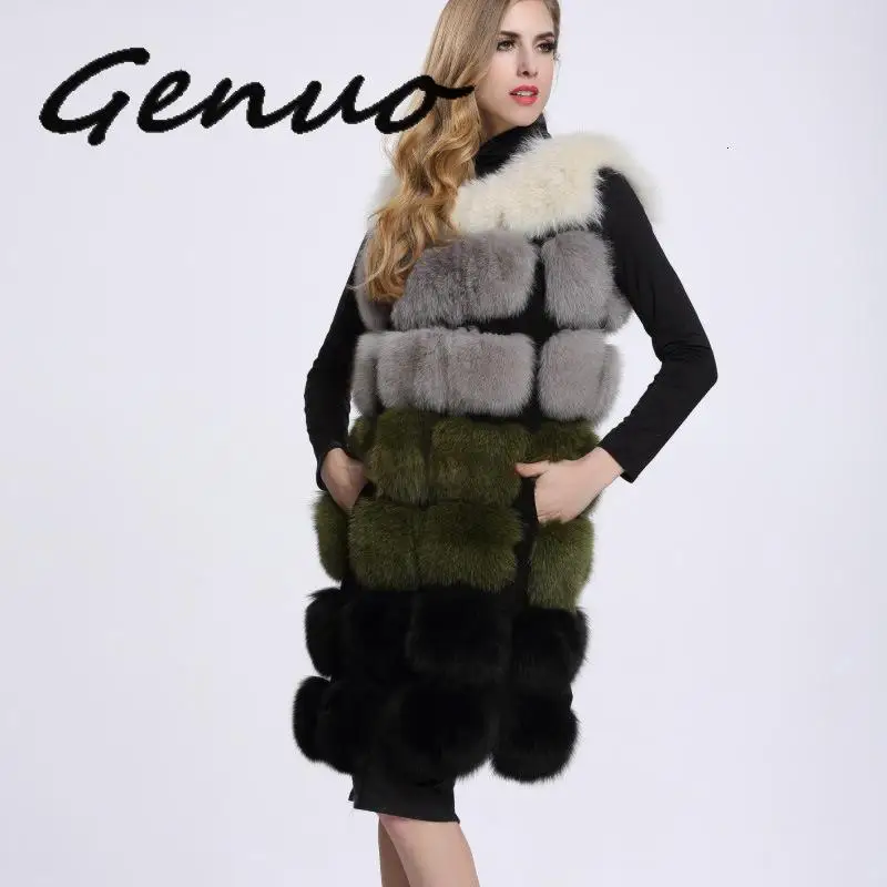 Gilet in pelliccia sintetica donna autunno e inverno lungo gilet moda cuciture multicolore giacca gilet abbinato colore moda spessa