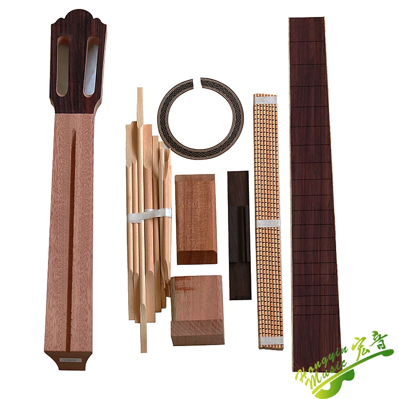 Beginners learn how to make Classical Guitar DIY Kit，solid spruce top board+sapele plywood  back Side+okoume neck