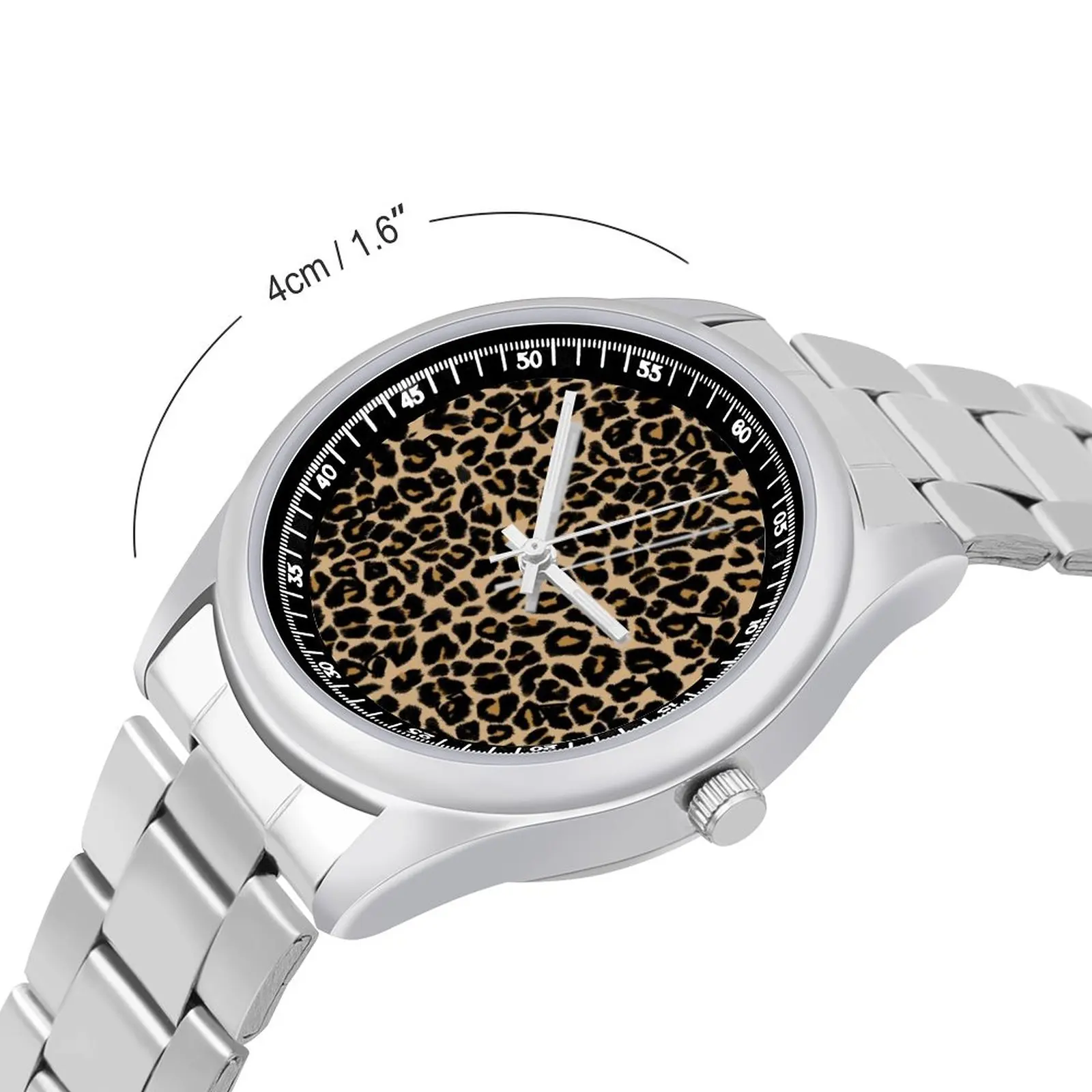 Leopard Print Traditional Quartz Watch Animal Pattern Photo Simple Wrist Watch Steel Photo Outdoor Man Wristwatch