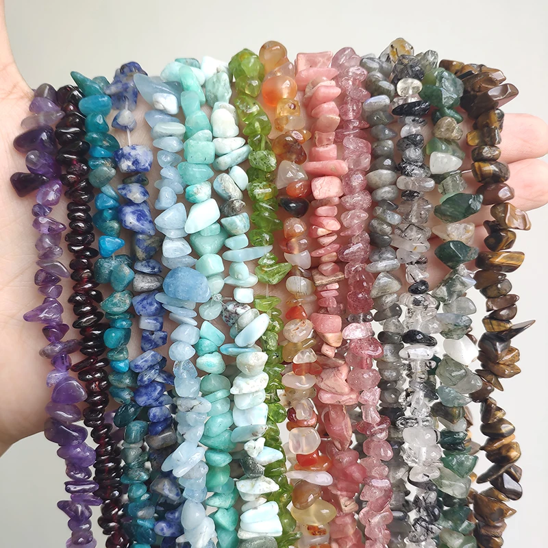 5–8 mm unregelmäßige Form, freiformige Chips, Natursteinperlen, dunkelroter Granat, für die Schmuckherstellung, DIY-Armband, Halskette, 33'' Stränge – Detail 3