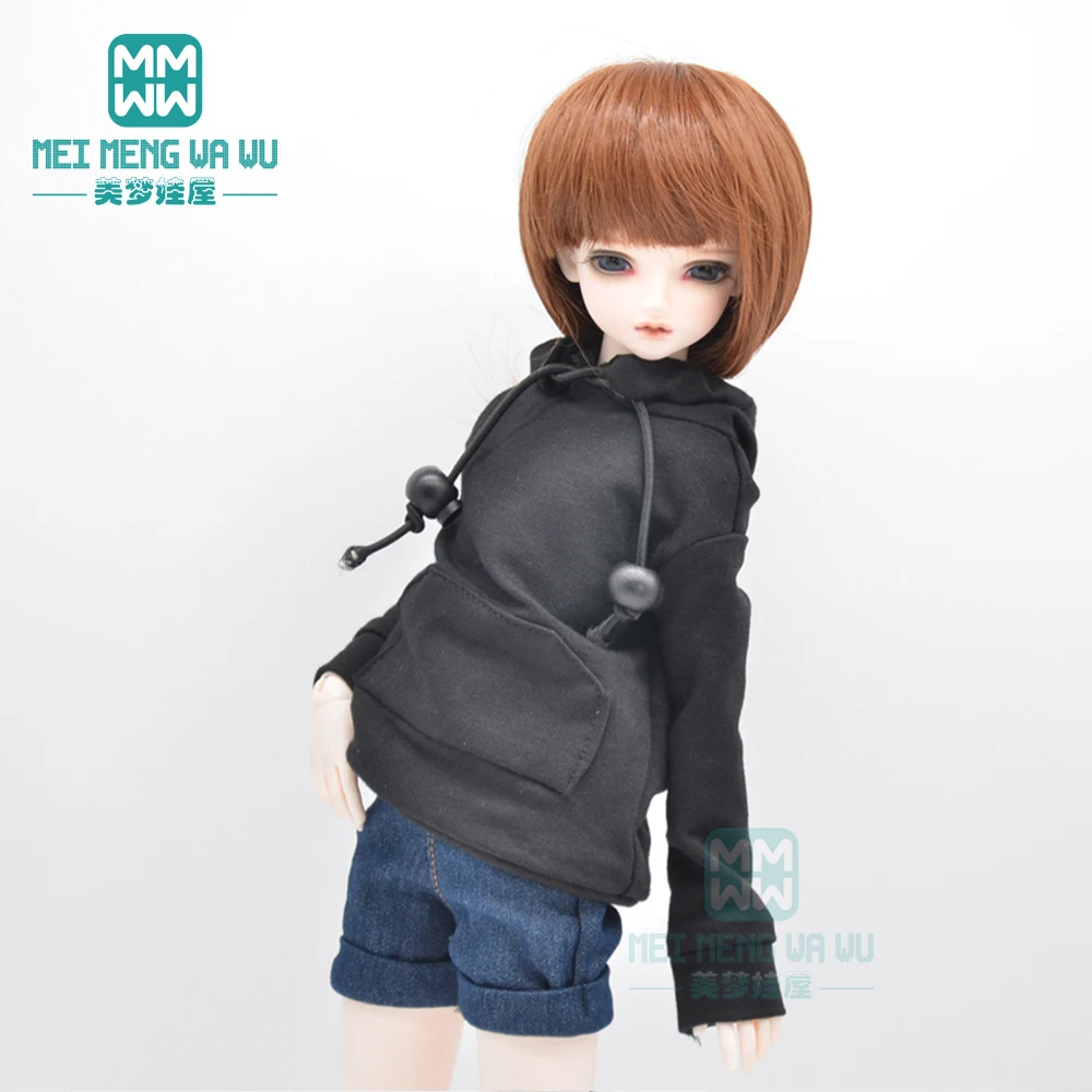 Fits1/6 1/4 BJD ropa para muñeca inteligente, suéter con capucha de moda, blanco, negro, rojo y rosa