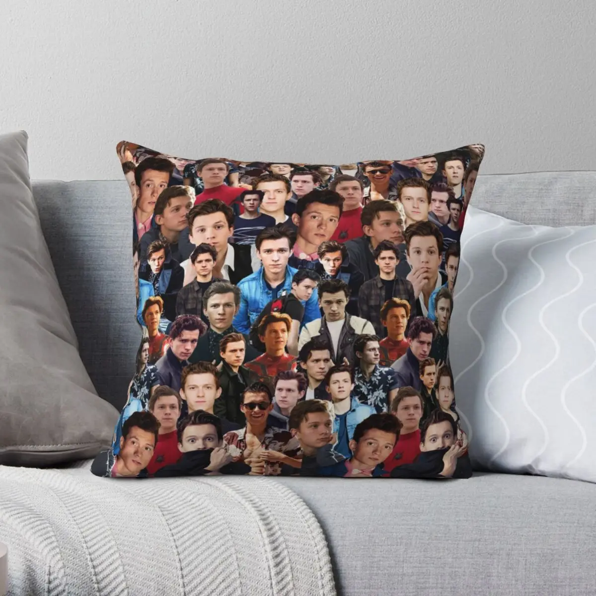 

Tom Holland Collage Square Pillowcase Polyester Linen Velvet Printed Zip Decor Pillow Case Home Cushion Cover