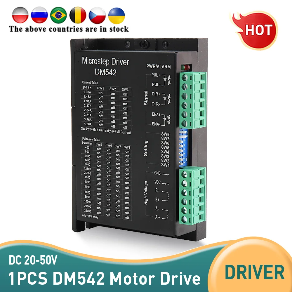 1PCS DM542 Drive Controller Leadshine 2-Phase Digital Stepper Motor Driver 20-50 VDC Max. 4.2A For 57 Series Motor