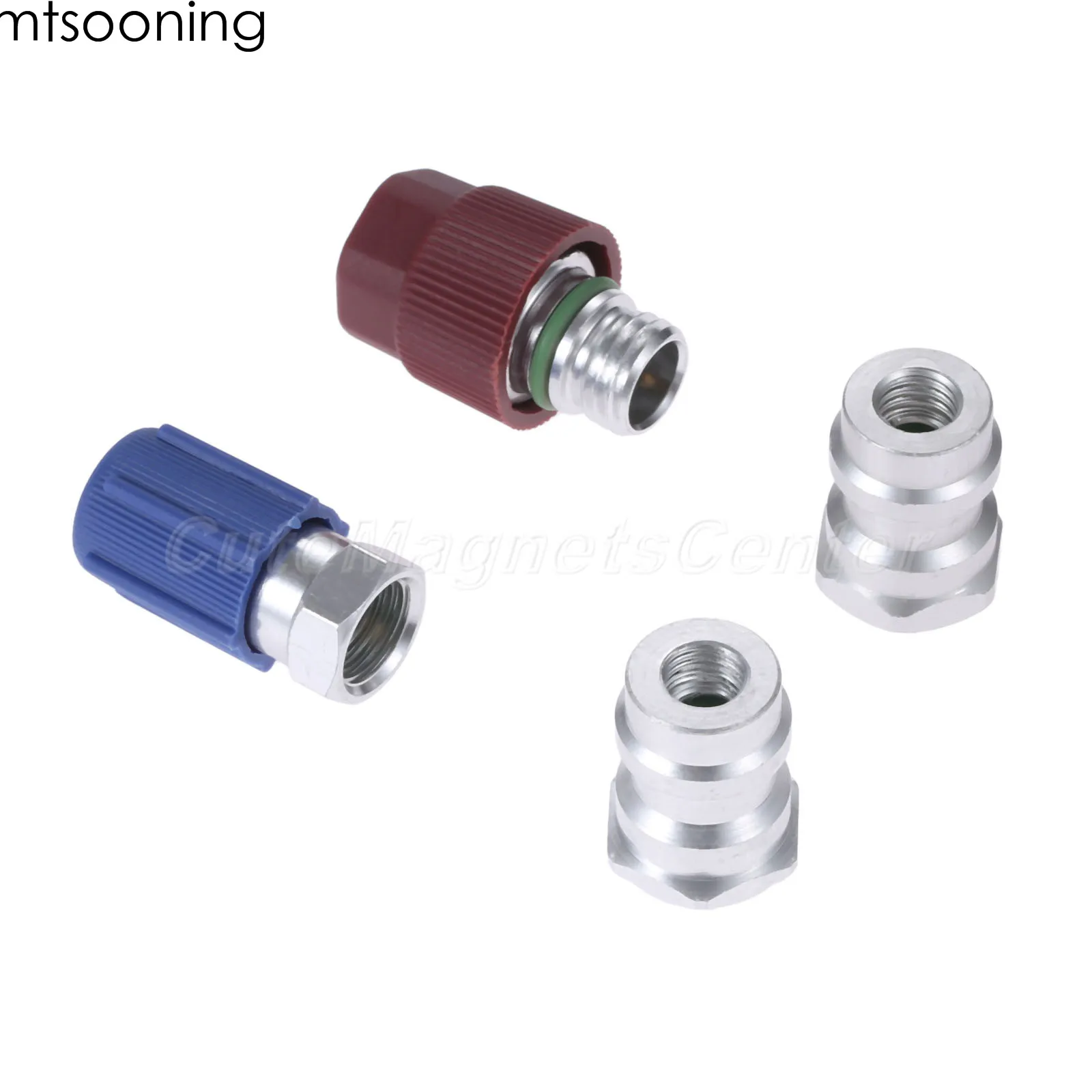 mtsooning 6pcs R12 to R134a Adapter Straight Adapters w/ Valve Core & Service Port Caps Set 1/4