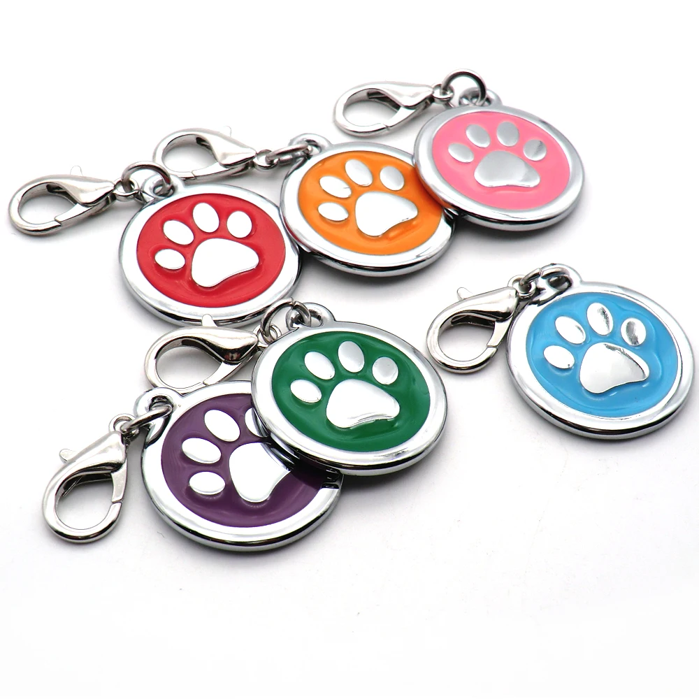 Wholesale 20Pcs Dog Tag Engraved Custom Pet Dog Collar Accessories Personalized Cat Puppy ID Tag  Bone Paw Name Tags Anti-lost