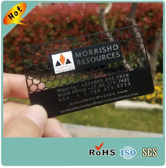 Personalized Custom Laser Cut Name Card Matt Black Stainless Steel Metal business card
