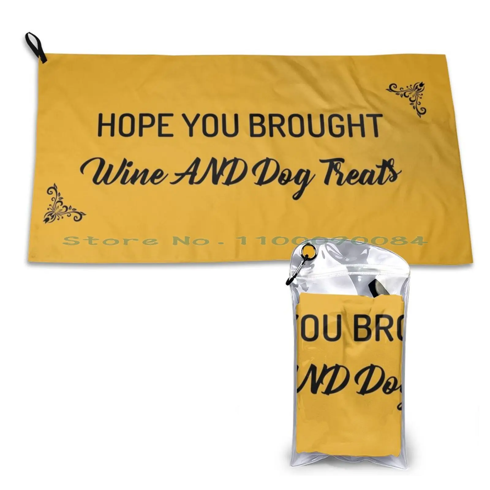 Hope You Brought Wine And Dog Treats Doorma-Funny Welcome Mat Quick Dry Towel Gym Sports Bath Portable Butte Mesa Montana