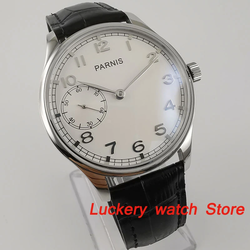 Parnis 44mm Manual mechanical watch 17 jewels 6497 hand winding movement