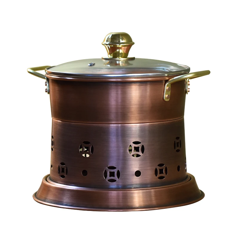 Boiling and Baking Integrated Alcohol Boiler Lamp Single Serving Hot Pot One Person One Pot Dormitory Outdoor Red Copper Hot Pot