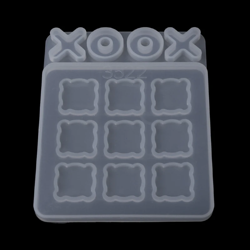 R58E Small Tic Tac Toe Molds for Resin Casting Small O X Board Game Silicone Mold DIY Craft Classic Board Family Games Molds