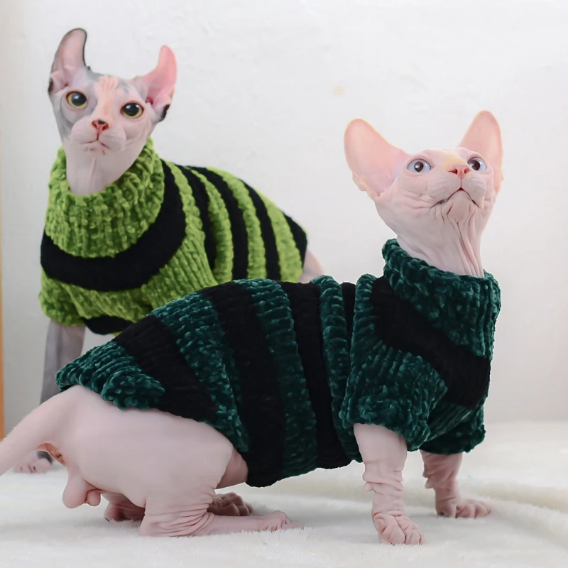 Cat Clothes Winter Warm Soft Handmade Cats Knitted Sweater Sphynx Cat Hoodies Pullover Sphinx Kitten Chihuahua York Costumes