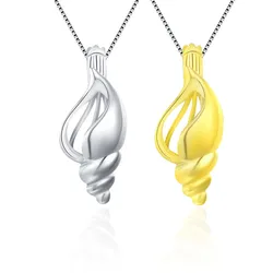 CLUCI Silver 925 Pearl Locket Pendant Women Jewelry Conch Shaped Charms Pure Sterling Silver Locket Cage Pendant SC058SB