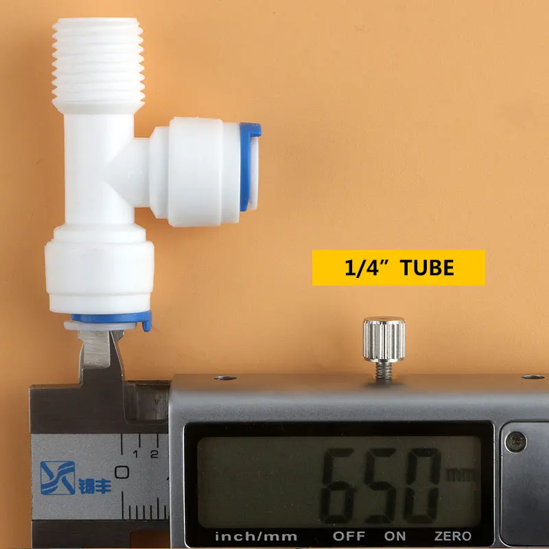 1/4 "ด้านข้างด้ายชายการเชื่อมต่อ1/4" ท่อเท่ากับประเภทTข้อต่อReverse Osmosis AquariumชายTee