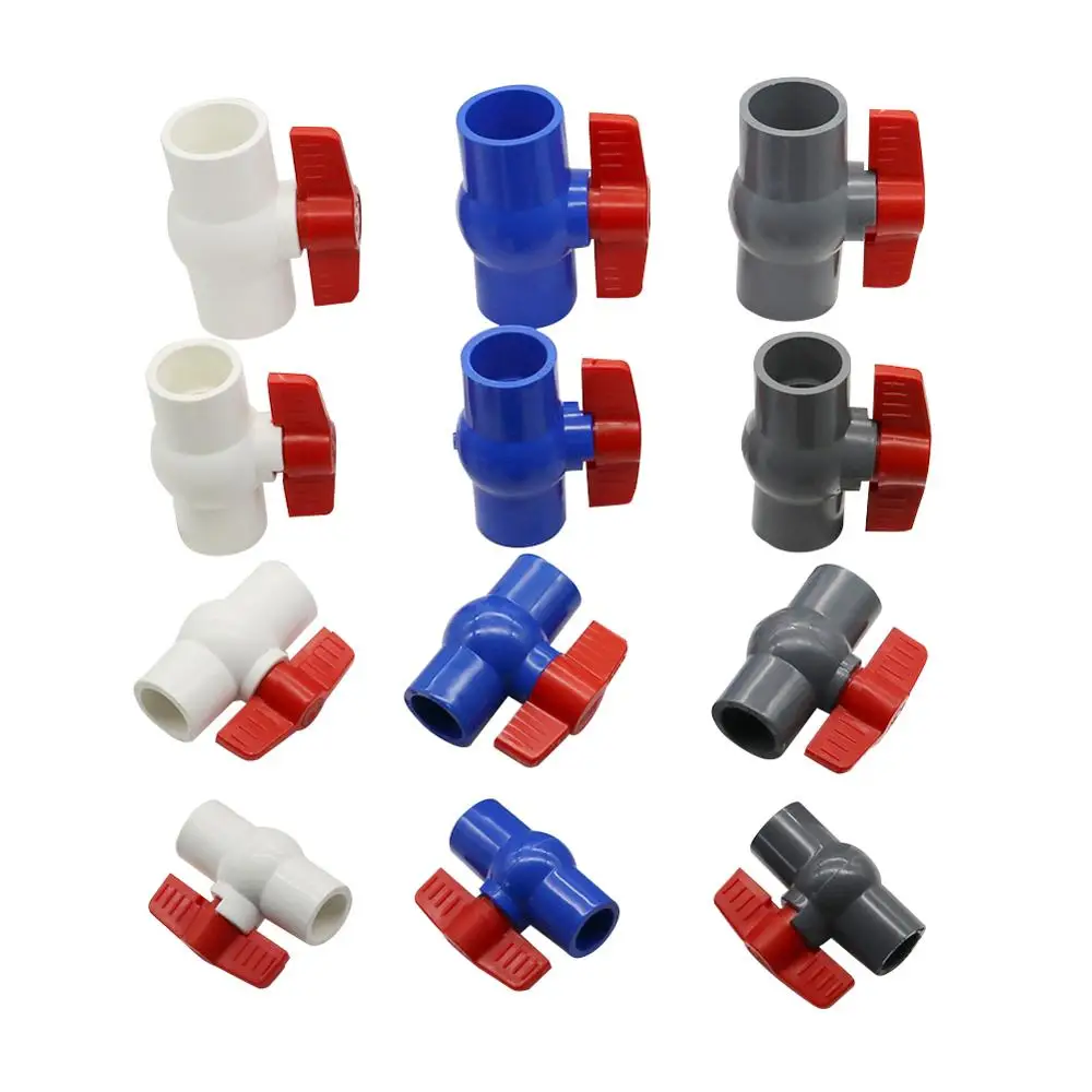 Inner Diameter 20/25/32/40mm PVC Ball Valve 3 Color Optional Slip Plumbing U-PVC Ball Valve Plastic Repair Connector Pipe Switch