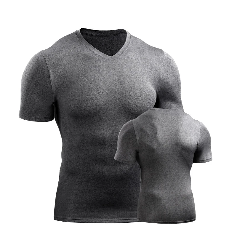 V Neck Shirt Men Compression Shirts Basketball Jerseys Fitness Gym Clothing Quick Dry Tracksuit Running Tight Thermal Underwear