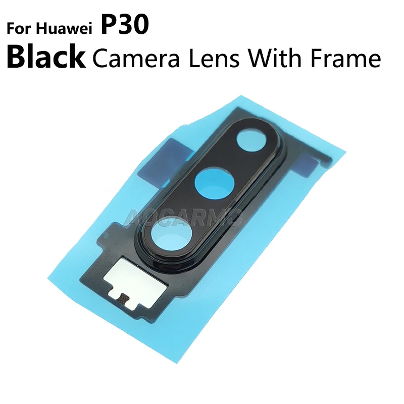 Aocarmo For Huawei P30 Pro Rear Back Camera Lens Glass With Frame Cover + Sticker Replacement Part For Huawei P30 Lite Repair