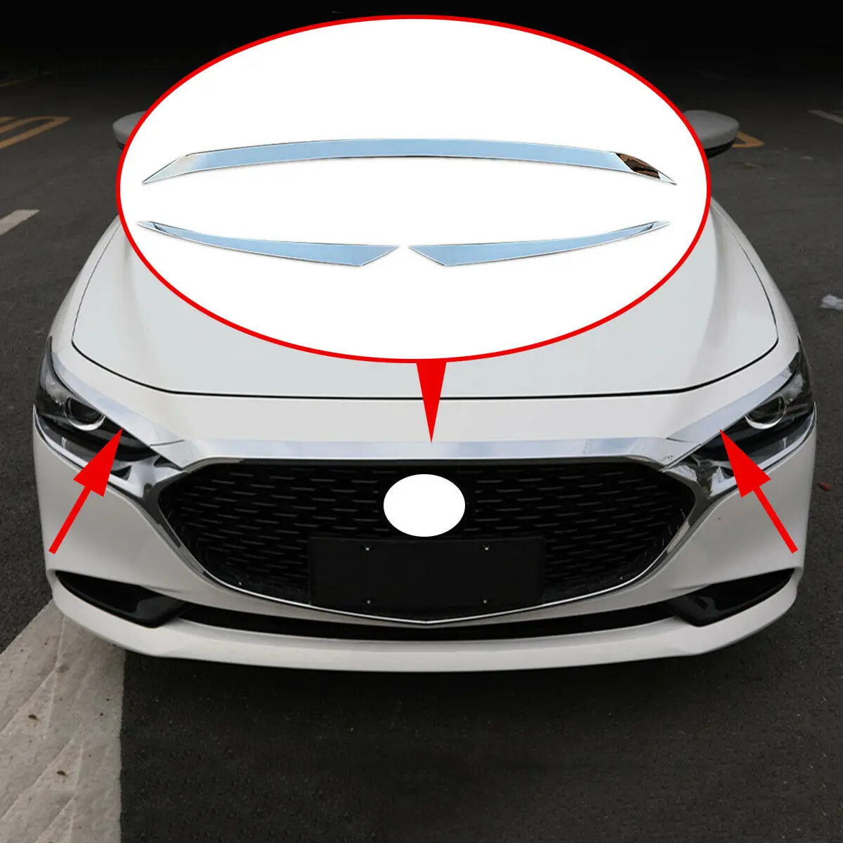 

Accessories For 2019 2020 2021 Mazda 3 Axela Chrome Engine Grill Lid Hood Bonnet Grille Garnish Protector Cover Trim