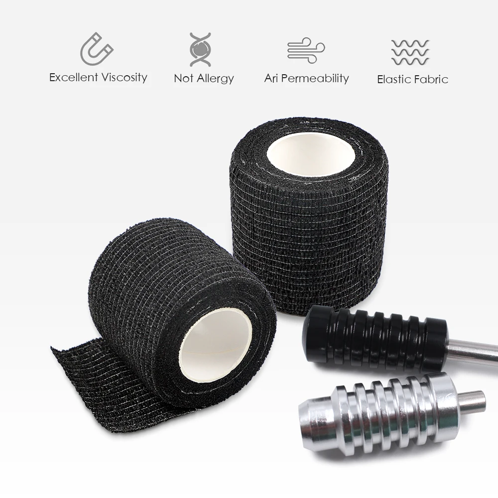 Black Disposable Self Adhesive Elastic Tattoo Bandage Tattoo Machine Cover Wrap Tape Tattoo Accessories 5x4.5cm