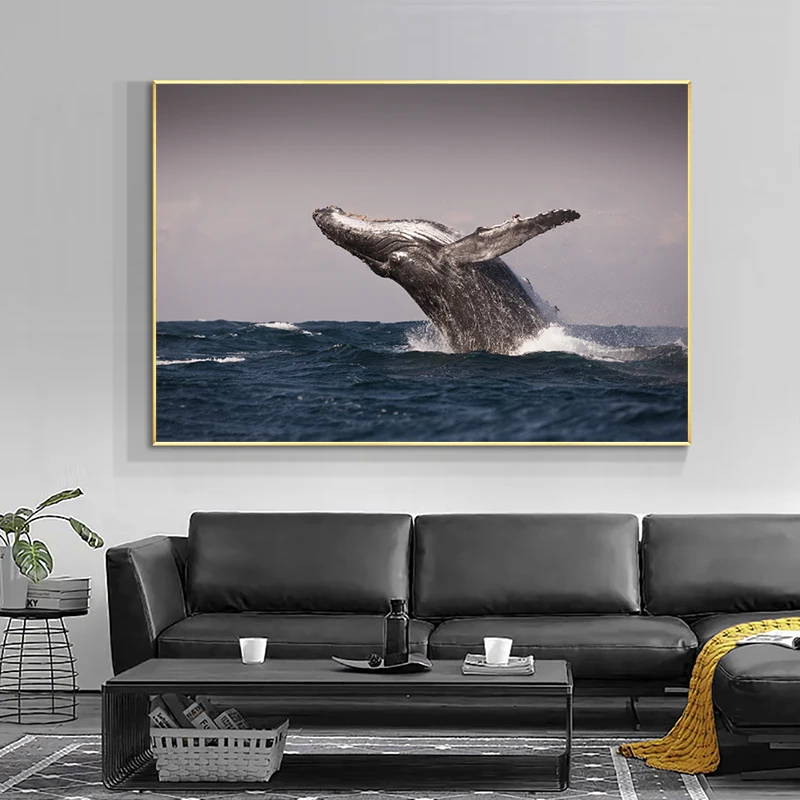 RELIABLI Whale Posters HD Pictures Canvas Painting Wall Art For Living Room Sea Animal Landscape Blue Home Decoration NO FRAME