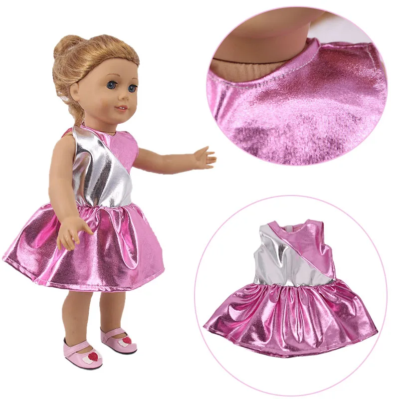 For 18 Inch American Doll Girl& 43 Cm New Born Baby Items Sequin Reflective Dress, Our Generation Doll Clothes,Doll Accessories,