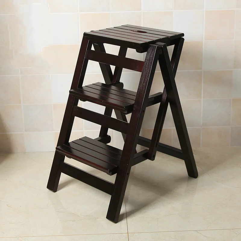 Solid wood household multifunctional folding ladder chair indoor mobile climbing ladder stool climbing ladder