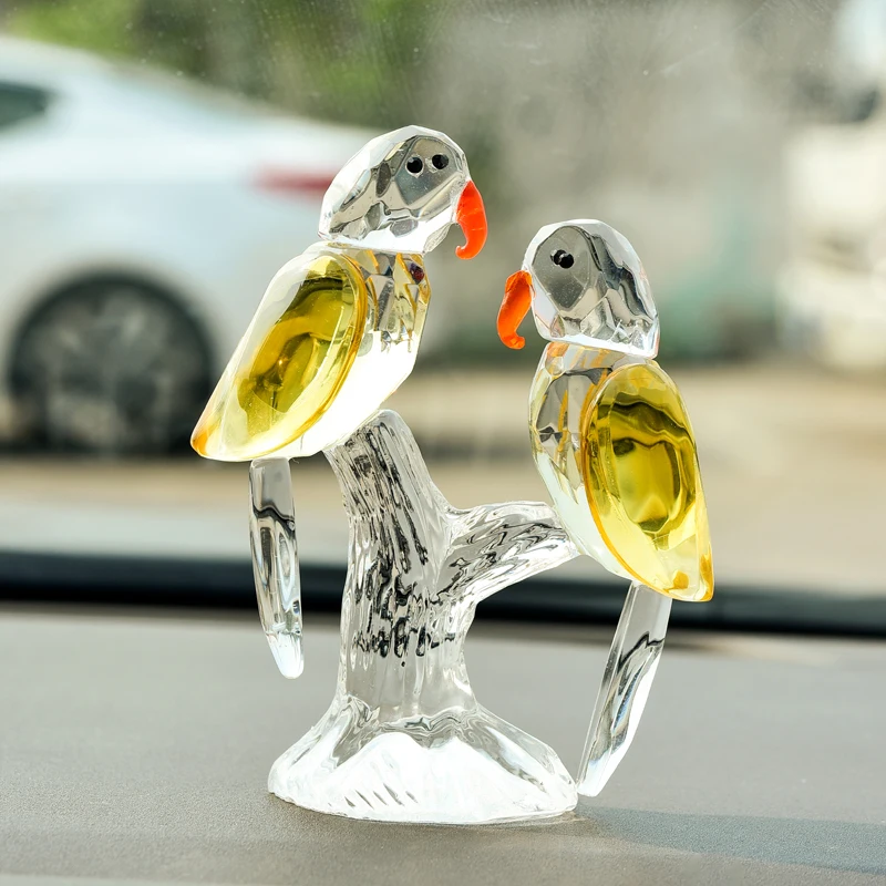 Modern Crystal Parrot Ornaments Wedding Gifts Fairy Garden Figurines & Miniatures Home Decoration Accessories for Living Room