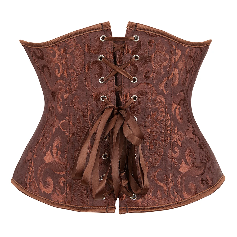 Damen Gothic Jacquard Unterbrust-Korsett Bustier Taillengürtel Schlankheits-Bodyshaper Korsett Dessous Übergröße Party Clubwear – Detail 23