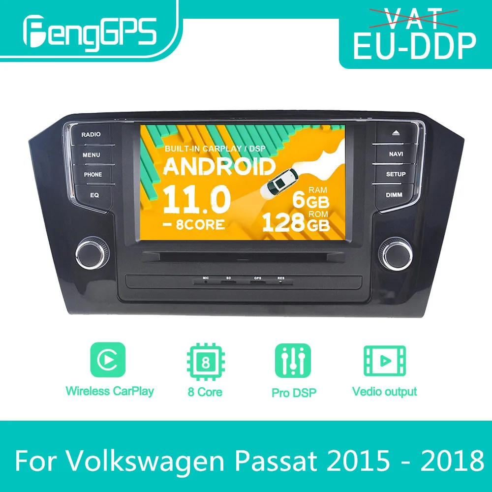 For Volkswagen Passat 2015 - 2018 Android Car Radio Stereo DVD Multimedia Player 2 Din Autoradio GPS Navi PX6 Unit Touch Screen