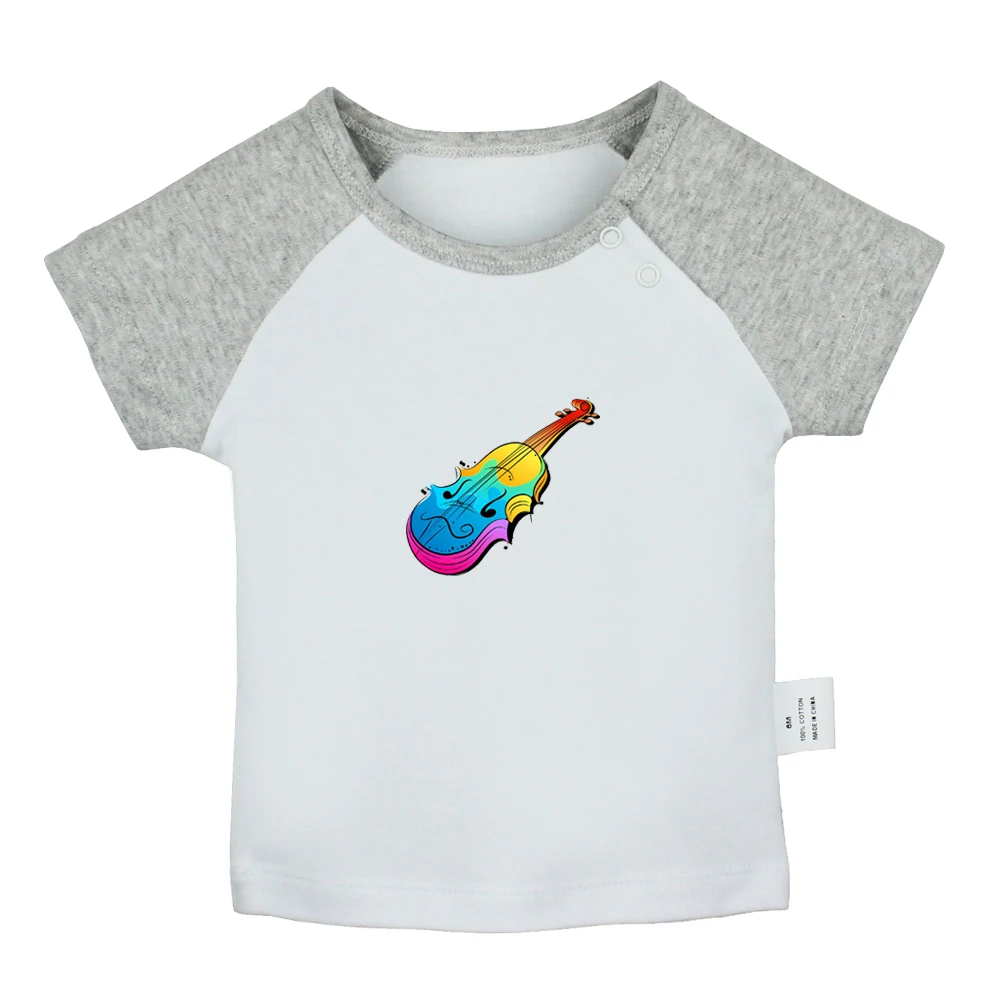 Retro Musical Instruments Sheet Music Horse Design Newborn Baby T-shirts Toddler Graphic Raglan Color Short Sleeve Tee Tops