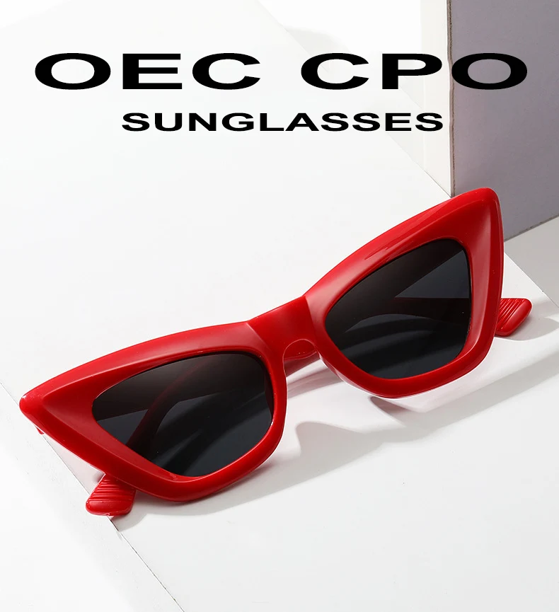 OEC CPO Retro Cat-Eye-Sonnenbrille für Damen, modisch, bunt, grün, Sonnenbrille, Vintage-Sonnenbrille, Brillen, Oculos Lunette De Soleil – Detail 1