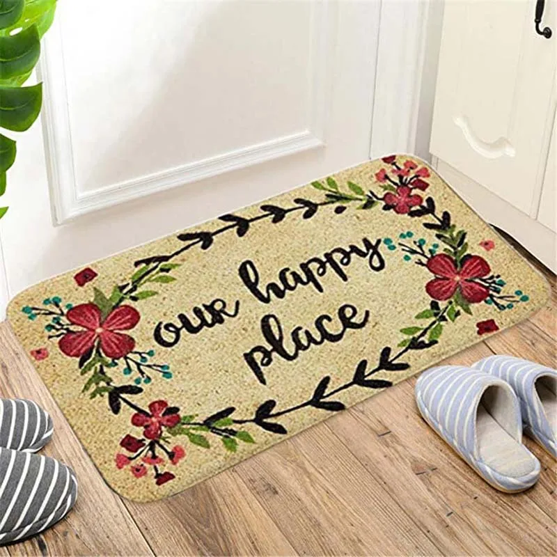 

Slip Door Mat,Home Letter Print Absorbent Rectangle Indoor/Outdoor Kitchen Entrance Rug Front Porch/Laundry Room Welcome Carpet