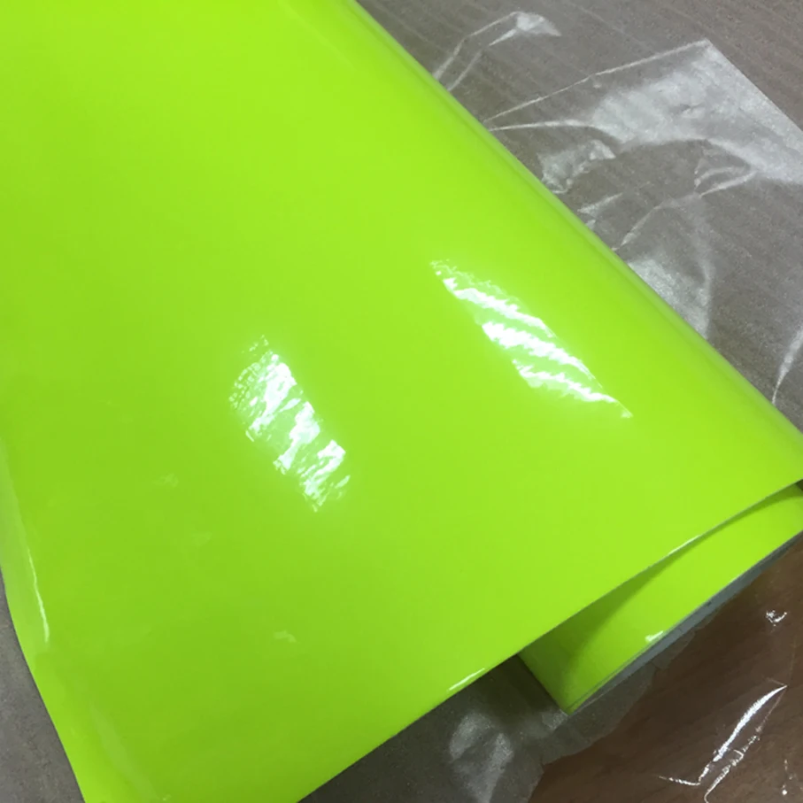 50cm*2/3/5m Premium Gloss Fluorescent yellow Car Vinyl film Body Sticker Car Wrap With Air Free Bubble For Vehiche Motorcycle