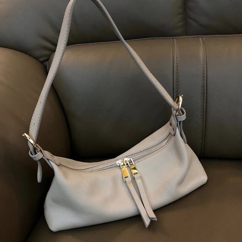 Casual Fashion Solid Women Shoulder Bags Fashion Soft Genuine Leather Bags Solid Popular Subaxillary Bag Female Bolsa Mujer 2022