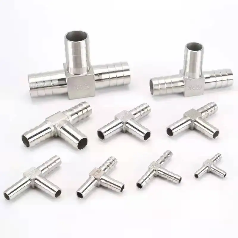 6mm 8mm 10mm 12mm 13mm 15mm 16mm 25mm Hose Barb Tee T Type 3 Three Way 304 Stainless Steel Pipe Fitting Connector Adapter