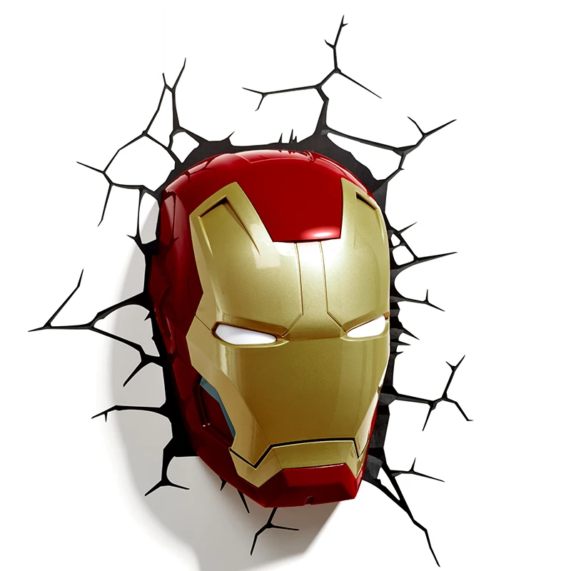 Acecorner Iron Man Face Hand 3D Creative Wall Lamp LED Night Light Avengers Marvel Bedroom Living Room Boys Kids Christmas Gift