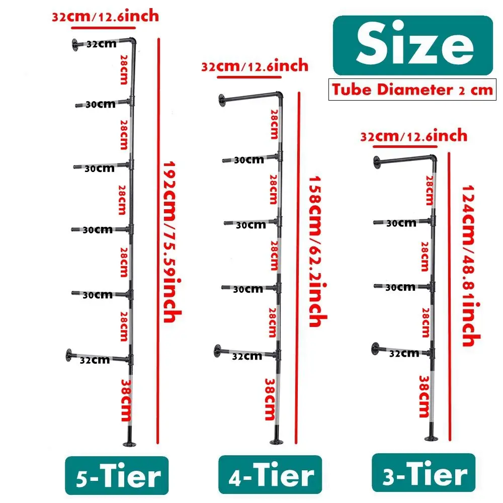 2 sztuk czarny DIY półki 5 Tier półki meble przemysłowe ściany wspornika półki Home Decor wiszące regały magazynowe rura żeliwna