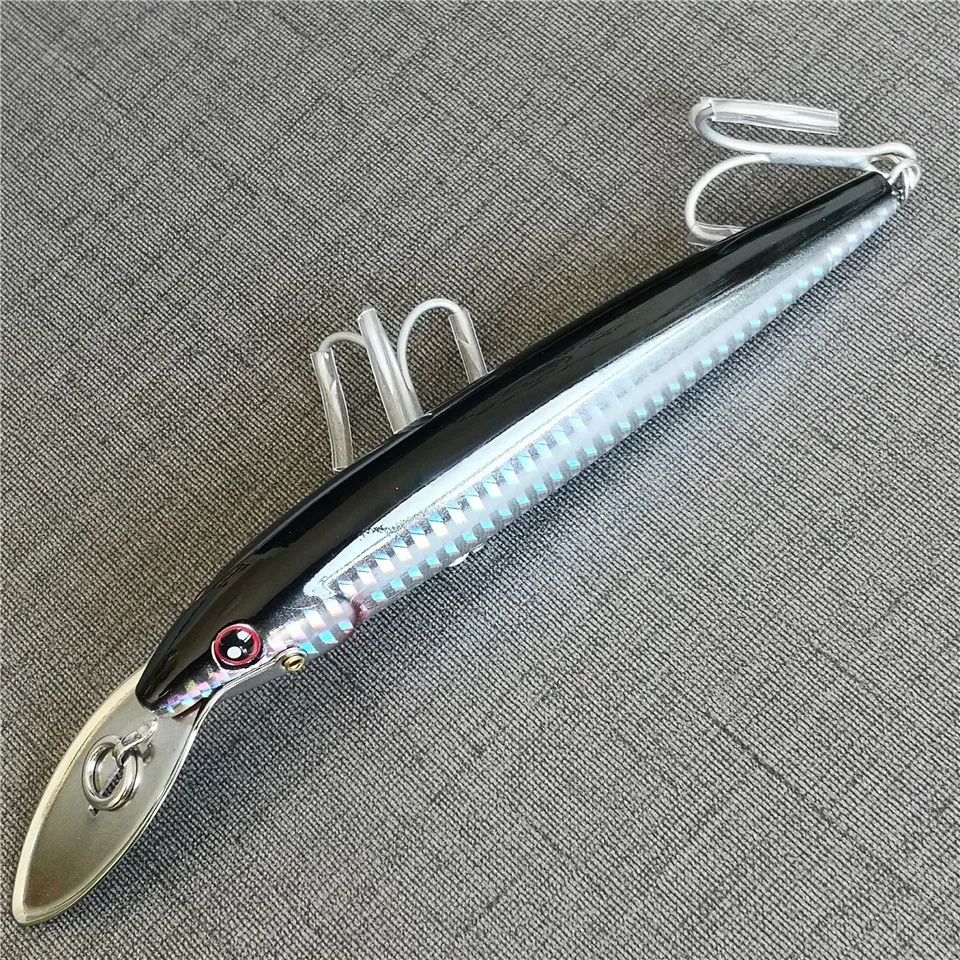 Swolfy 1pcs 130mm/32,5g 185mm/60g Troll ing Thunfisch Angel köder große sinkende See köder Elritze lockt Fisch köder vmc Haken – Detail 5