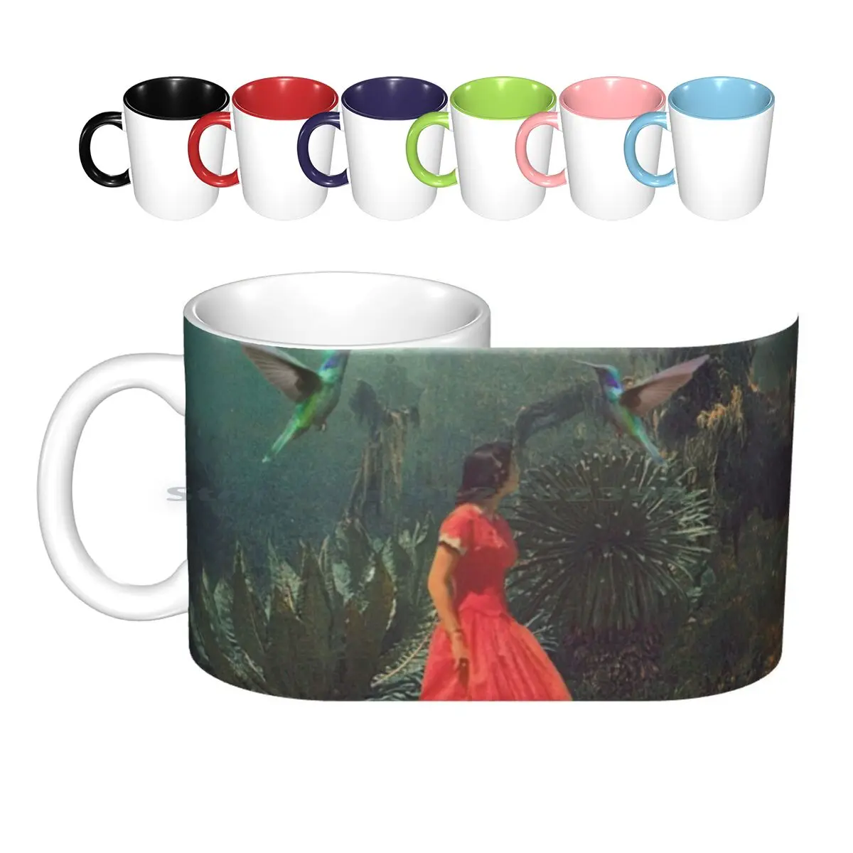 20 Seconds Before The Rain Ceramic Mugs Coffee Cups Milk Tea Mug Frank Moth Vintage Collage Pop Art Retro Surreal Forest